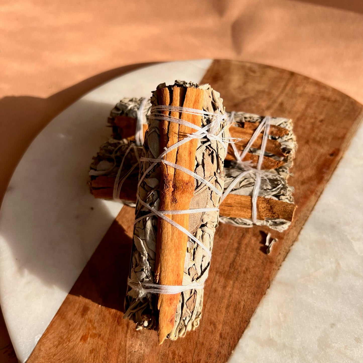 3 Pack Bundle White Sage and Cinnamon Smudge Sticks | Healing, Protection, Prosperity |