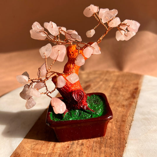 Rose Quartz Bonsai Tree of life