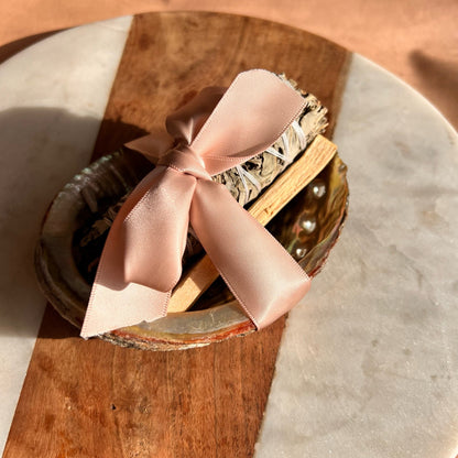 Smudging kit with abalone, palo santo stick and white sage