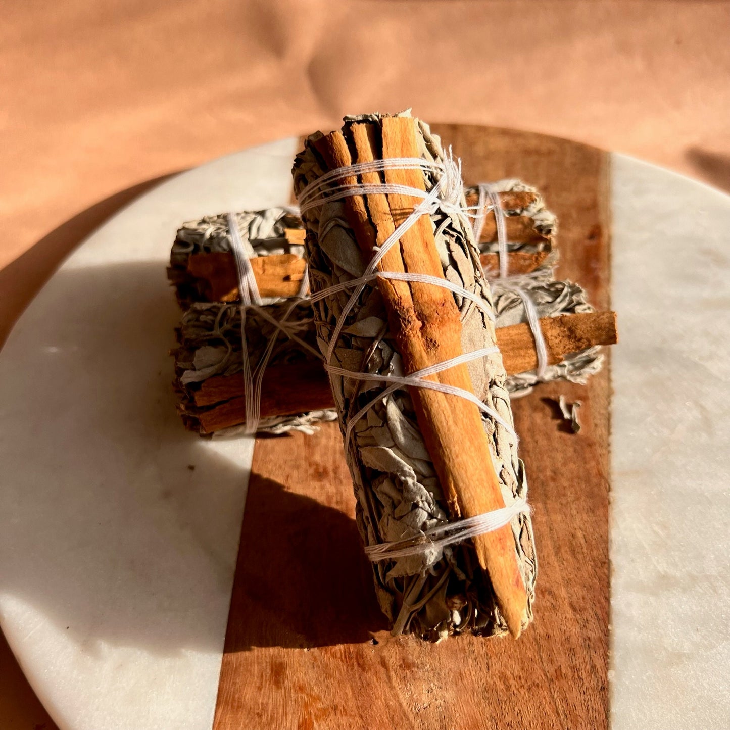 3 Pack Bundle White Sage and Cinnamon Smudge Sticks | Healing, Protection, Prosperity |