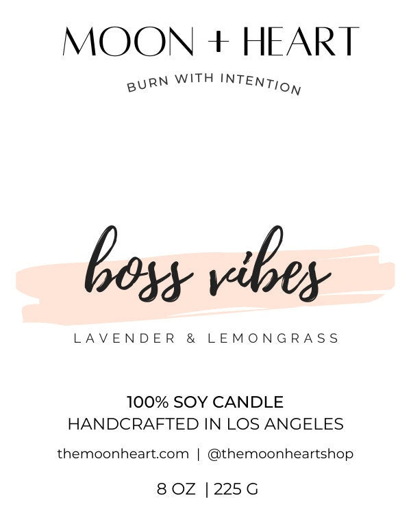 BOSS VIBES|  Intention Candle  w/ Crystals | Green Aventurine, Carnelian, Pyrite | Manifestation candle