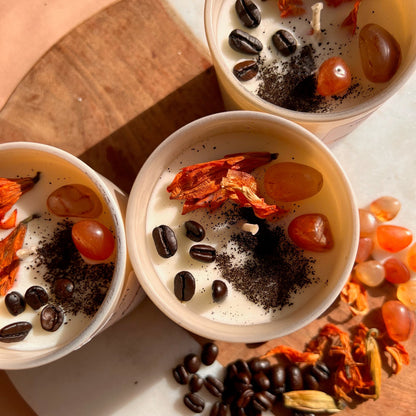 COFFEE LOVER Intention Candle | Carnelian | Scent: Sweet Coffee, Vanilla & Cashmere