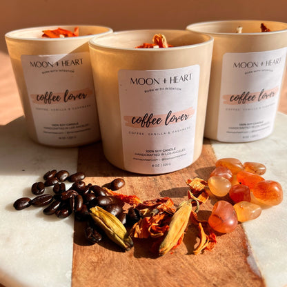 COFFEE LOVER Intention Candle | Carnelian | Scent: Sweet Coffee, Vanilla & Cashmere