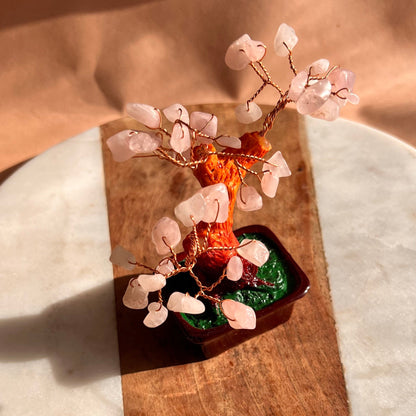 Crystal Money Tree | Raw Rose Quartz | Gemstone tree | Crystal Tree of Life | Crystal room decor