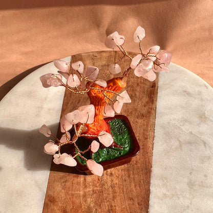 Crystal Money Tree | Raw Rose Quartz | Gemstone tree | Crystal Tree of Life | Crystal room decor