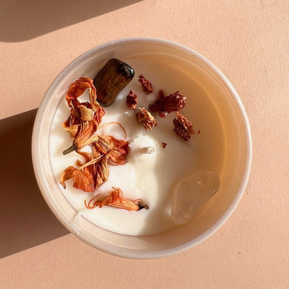 POWER Intention candle | Tiger’s Eye, Clear Quartz | Homemade candles | Manifestation Candle