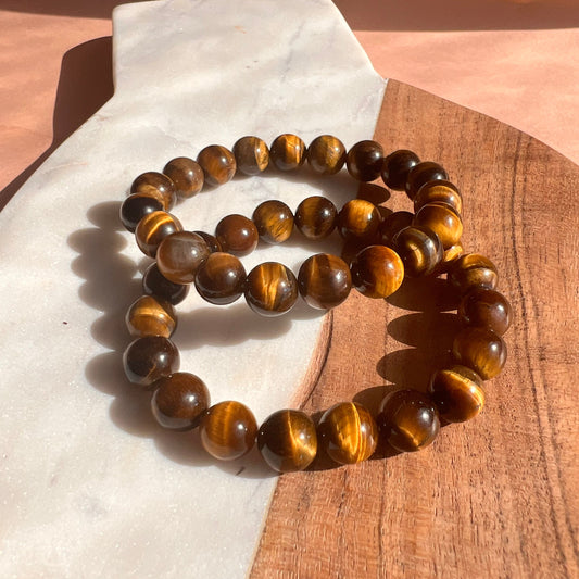 Genuine Tiger’s Eye Bead Bracelet | luck, protection & wealth bracelet  | crystal healing | perfect gift | natural gemstone