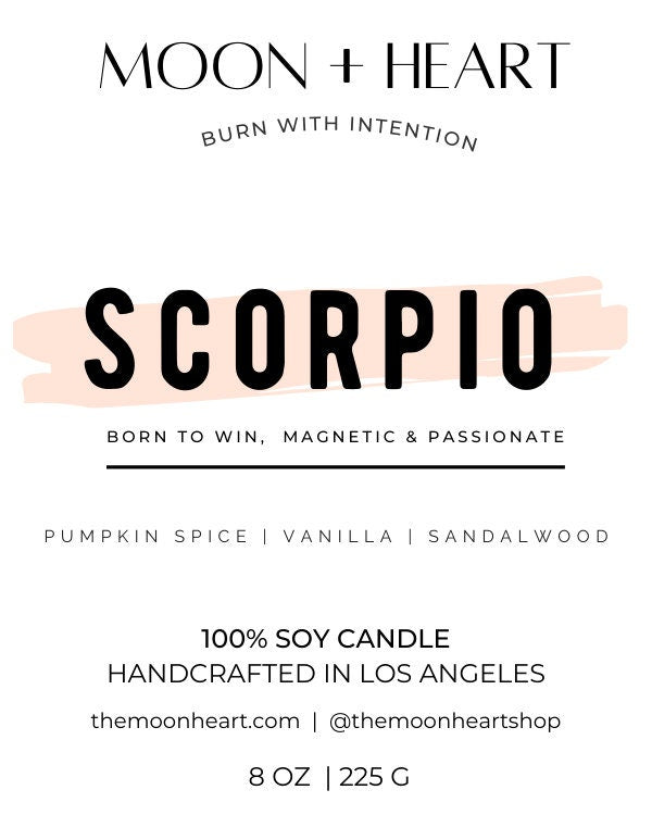 SCORPIO Candle | Zodiac Candle | Intention Candle w/ Crystal | Homemade candles | Manifestation Candle