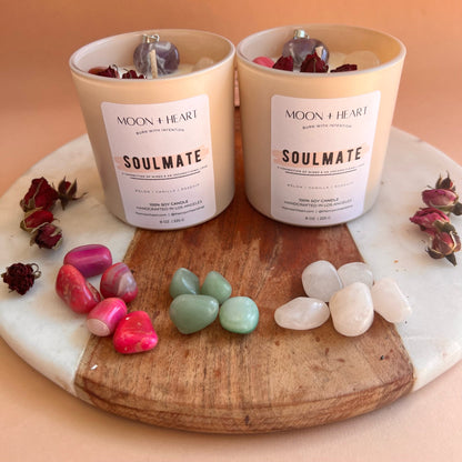 SOULMATE LOVE Intention Candle with Amethyst Pendant | Manifestation Candle | Homemade Candles
