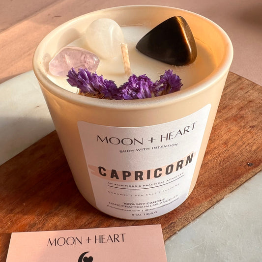 CAPRICORN Candle | Zodiac candle | Crystal Infused candle | Intention Candle | Manifestation Candle