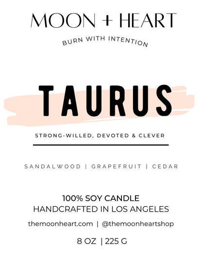 TAURUS Zodiac candle | Crystal Infused candle | Intention Candle | Manifestation Candle