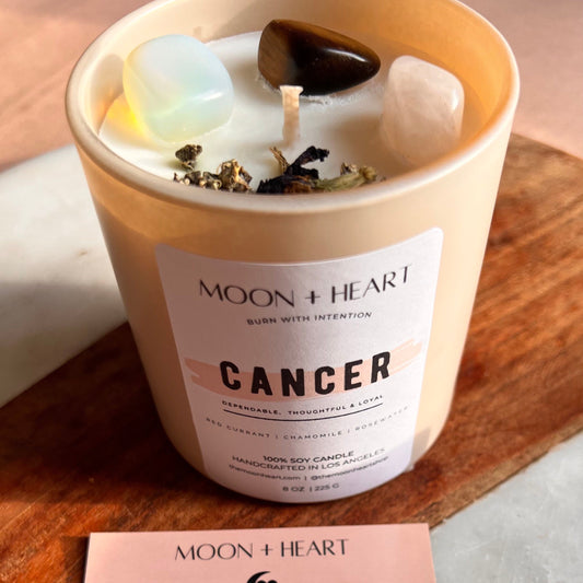 Cancer Zodiac candle | Crystal Infused candle | Intention Candle | Manifestation Candle