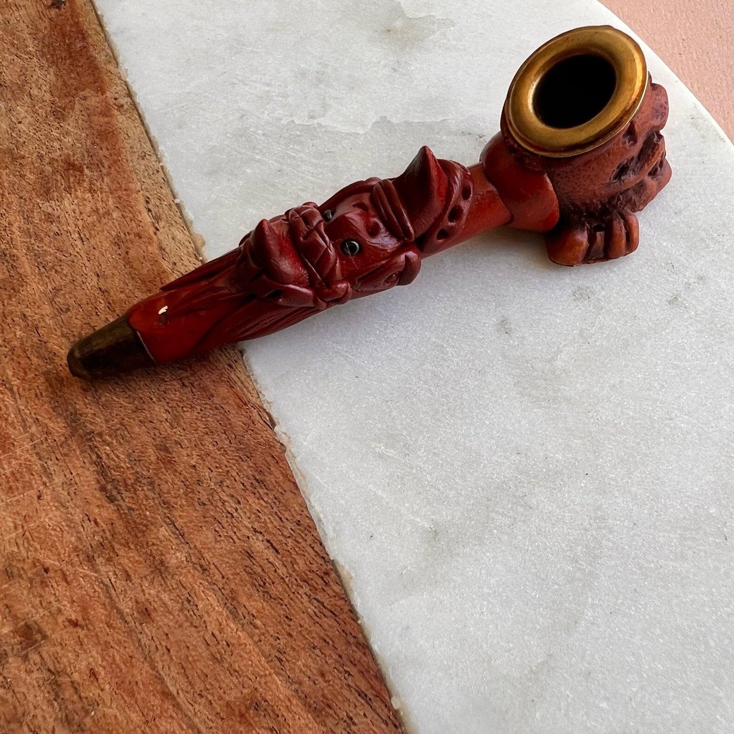 Wood Pipe | African carvings  | Skull Smoking Pipe | Wooden Pipe | Wood Tobacco Pipe