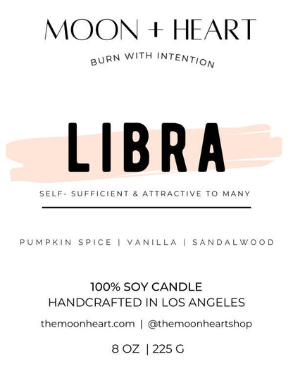 LIBRA zodiac sign Intention Candle w/ Crystal | Dried Flower Candles | Homemade candles | Manifestation Candle