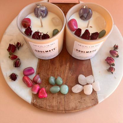 SOULMATE LOVE Intention Candle with Amethyst Pendant | Manifestation Candle | Homemade Candles