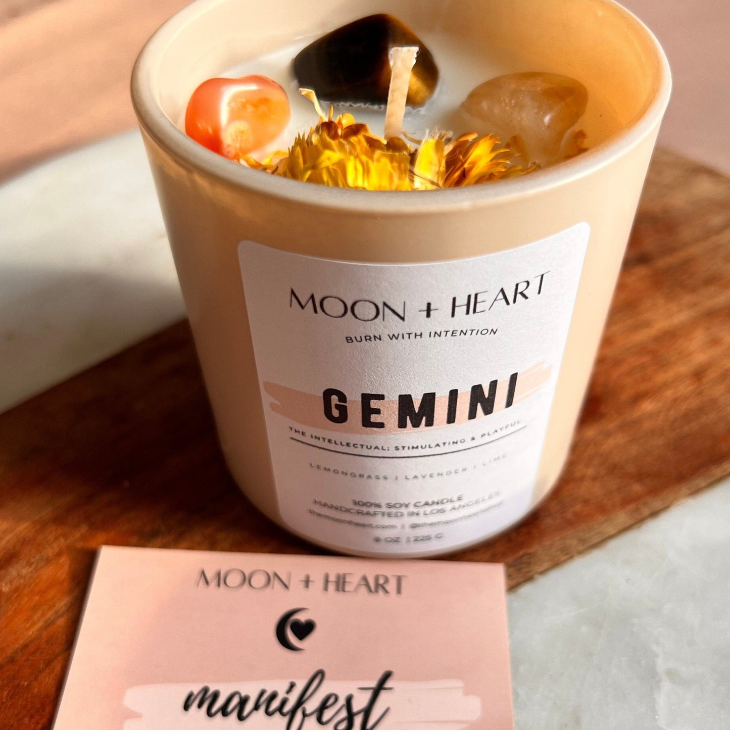 Gemini Candle | Zodiac candle | Crystal Infused candle | Intention Candle | Manifestation Candle