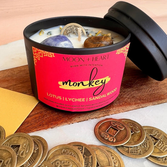 MONKEY Chinese ZODIAC |  Intention Candles | Chinese astrology candle | Manifestation Candle | Animal Zodiac candle