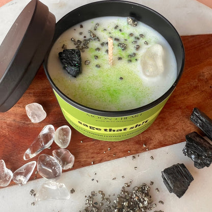 Sage that Shit Intention Candle with crystals | Manifestation Candle | Cool Candles | Crystal Infused Candle
