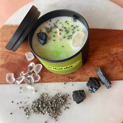 Sage that Shit Intention Candle with crystals | Manifestation Candle | Cool Candles | Crystal Infused Candle