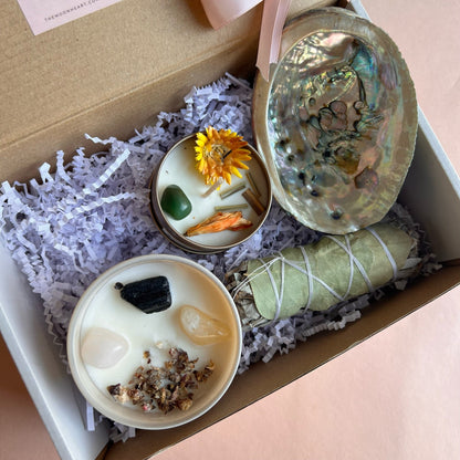 HOUSEWARMING new home gift  box | Self Care Box | Intention candle | Crystal Infused Candle | Manifestation candle