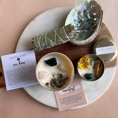 HOUSEWARMING new home gift  box | Self Care Box | Intention candle | Crystal Infused Candle | Manifestation candle