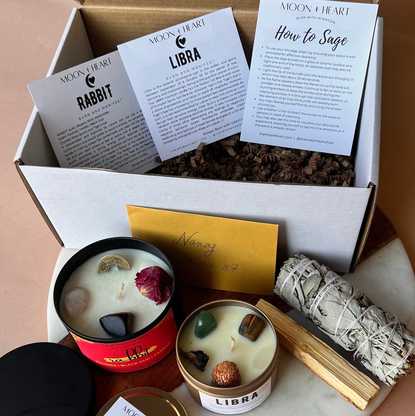 PERSONALIZED birthday gift box | Self Care Box | Intention candle | Crystal Infused Candle | Manifestation gift box