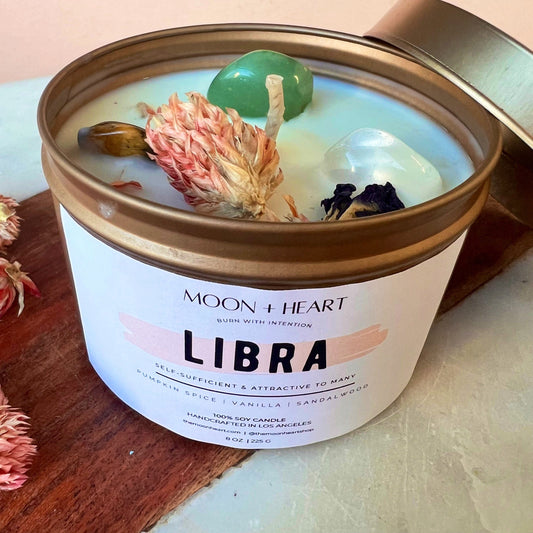 LIBRA Candle | Intention Candle | Zodiac candle | Crystal Infused candle | Manifestation Candle