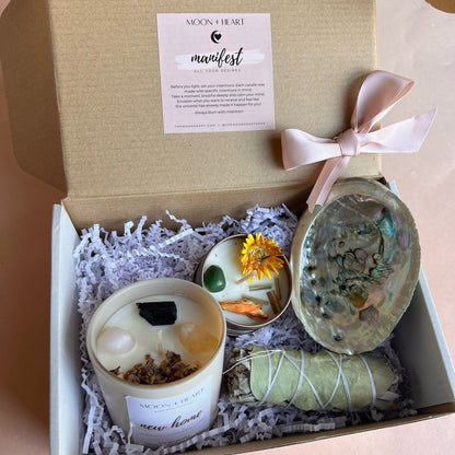 HOUSEWARMING new home gift  box | Self Care Box | Intention candle | Crystal Infused Candle | Manifestation candle