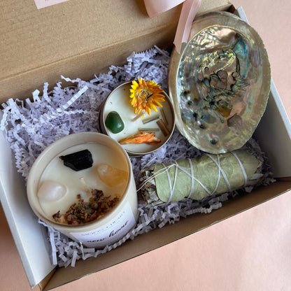 HOUSEWARMING new home gift  box | Self Care Box | Intention candle | Crystal Infused Candle | Manifestation candle