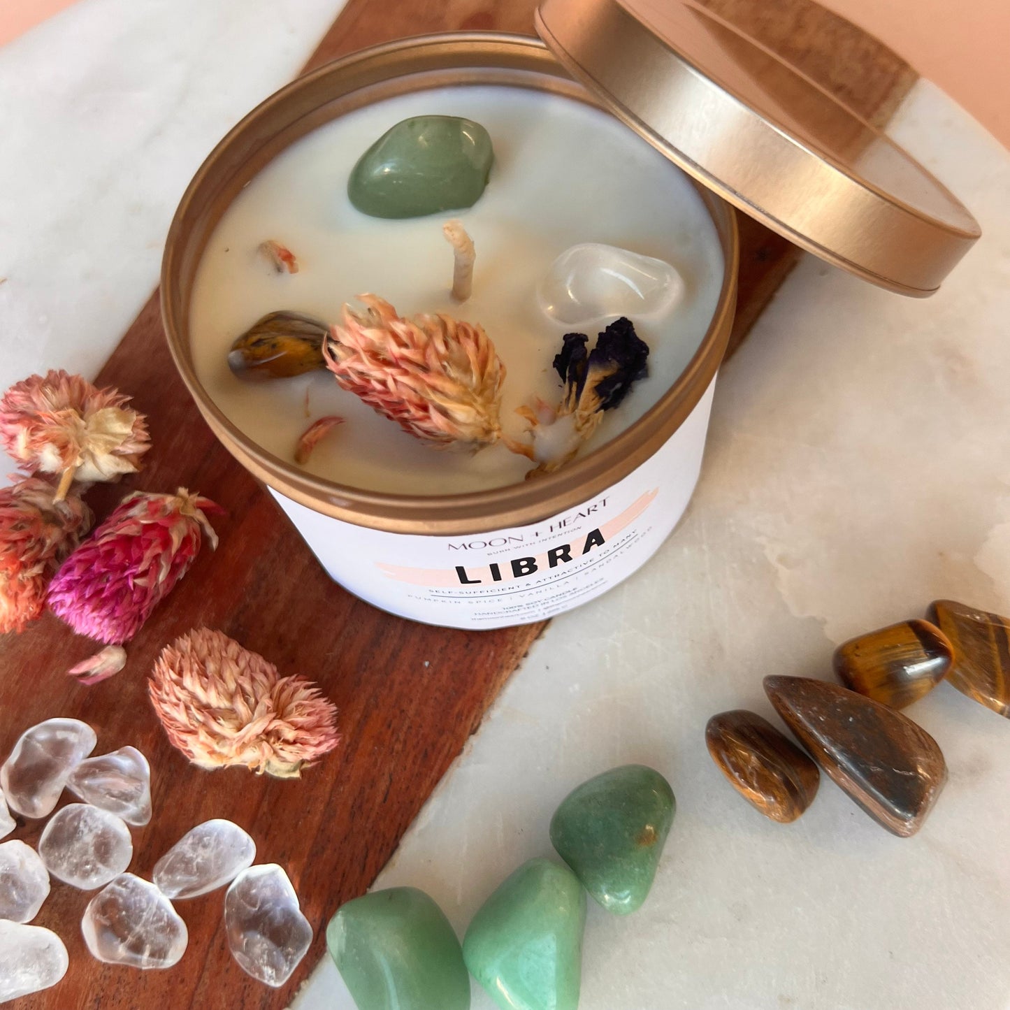 LIBRA Candle | Intention Candle | Zodiac candle | Crystal Infused candle | Manifestation Candle