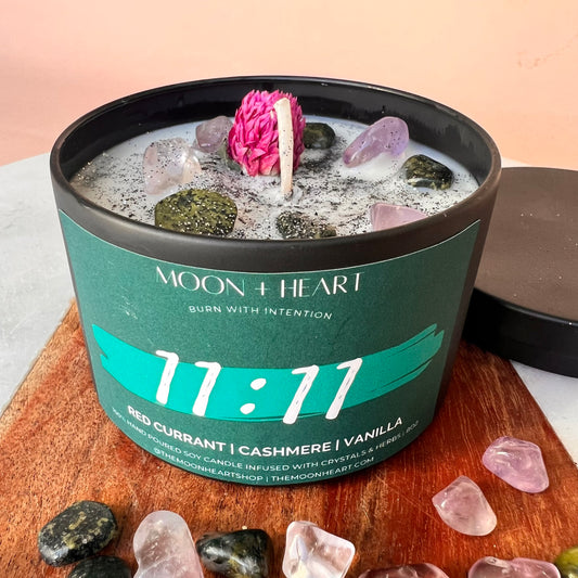 11:11 Candle | Crystal Infused Candle | Intention Candle | Manifestation Candle | Homemade candles