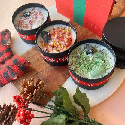 Christmas Holiday Candle Trio | Intention Candle |Homemade candles | Manifestation Candle | Crystal Infused Candle