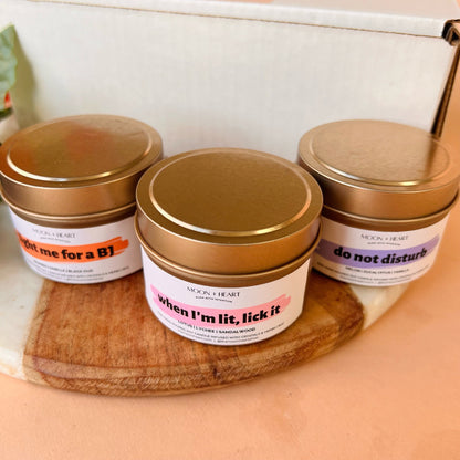 The Naughty candle gift box | Self Care Box | Intention candle | Crystal Infused Candle | Manifestation candle