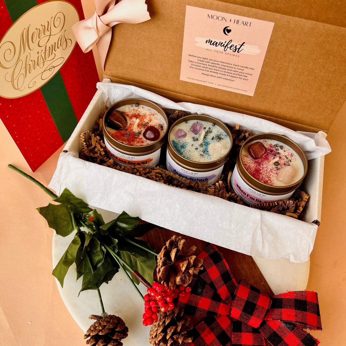 The Naughty candle gift box | Self Care Box | Intention candle | Crystal Infused Candle | Manifestation candle