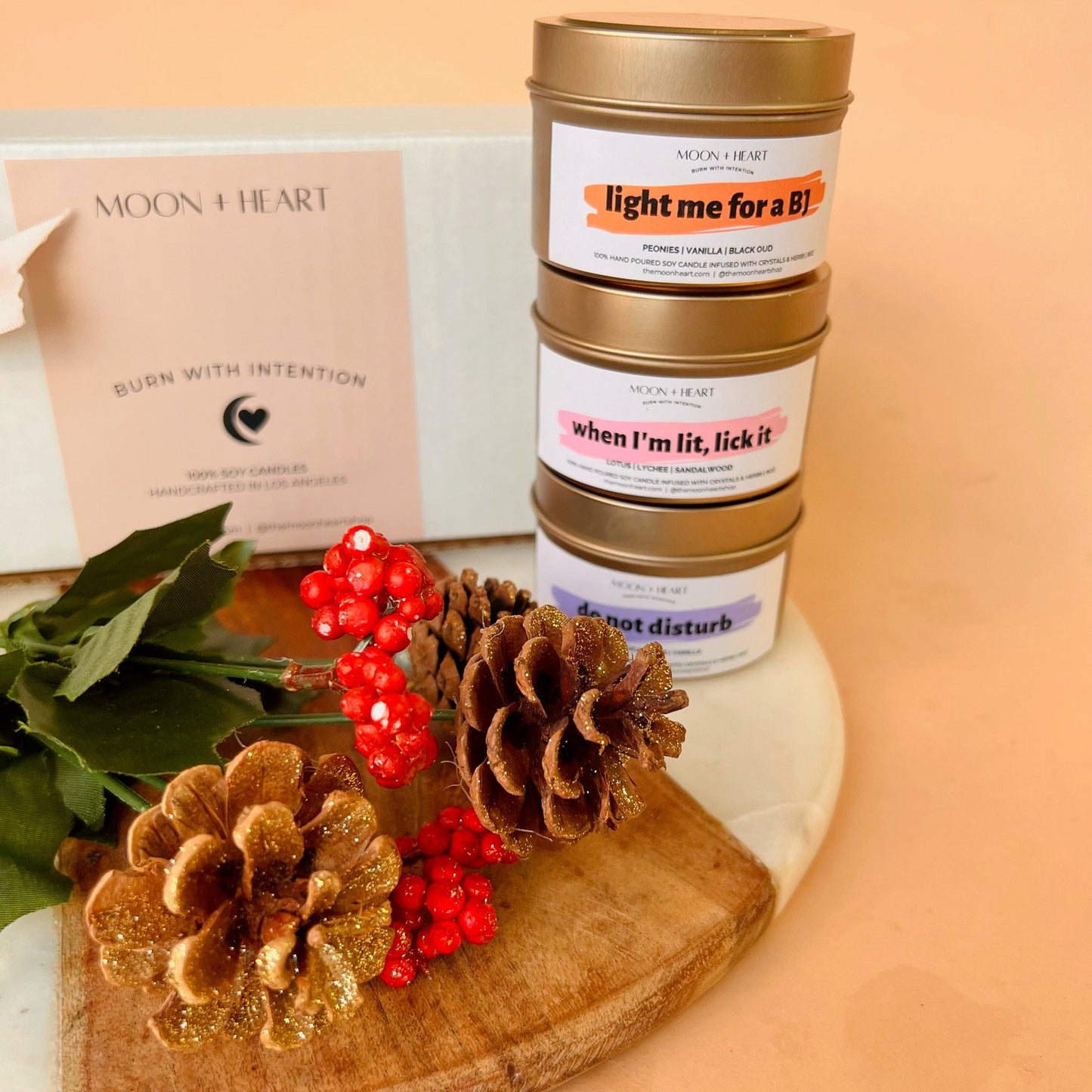 The Naughty candle gift box | Self Care Box | Intention candle | Crystal Infused Candle | Manifestation candle