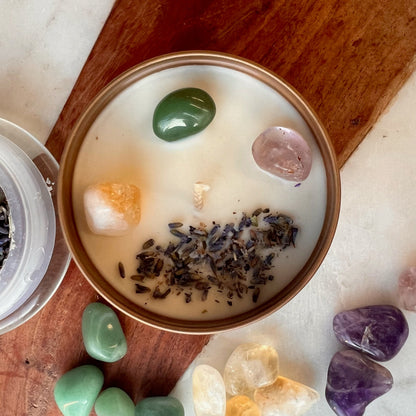 Custom crystal intention Candles with crystals | Bridal gift candle | Intention Candle with Crystals  | Manifestation Birthday Candle