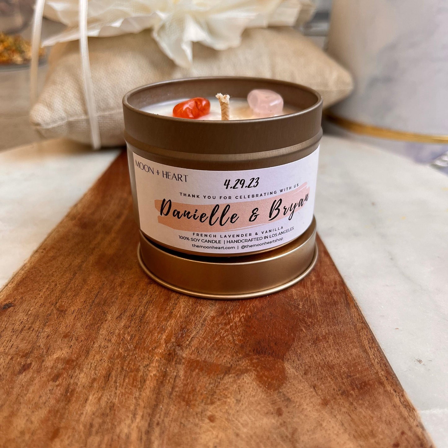 Personalized custom Candles with crystals | custom Bridal gift candle | Intention Candle with Crystals  | Manifestation Birthday Candle