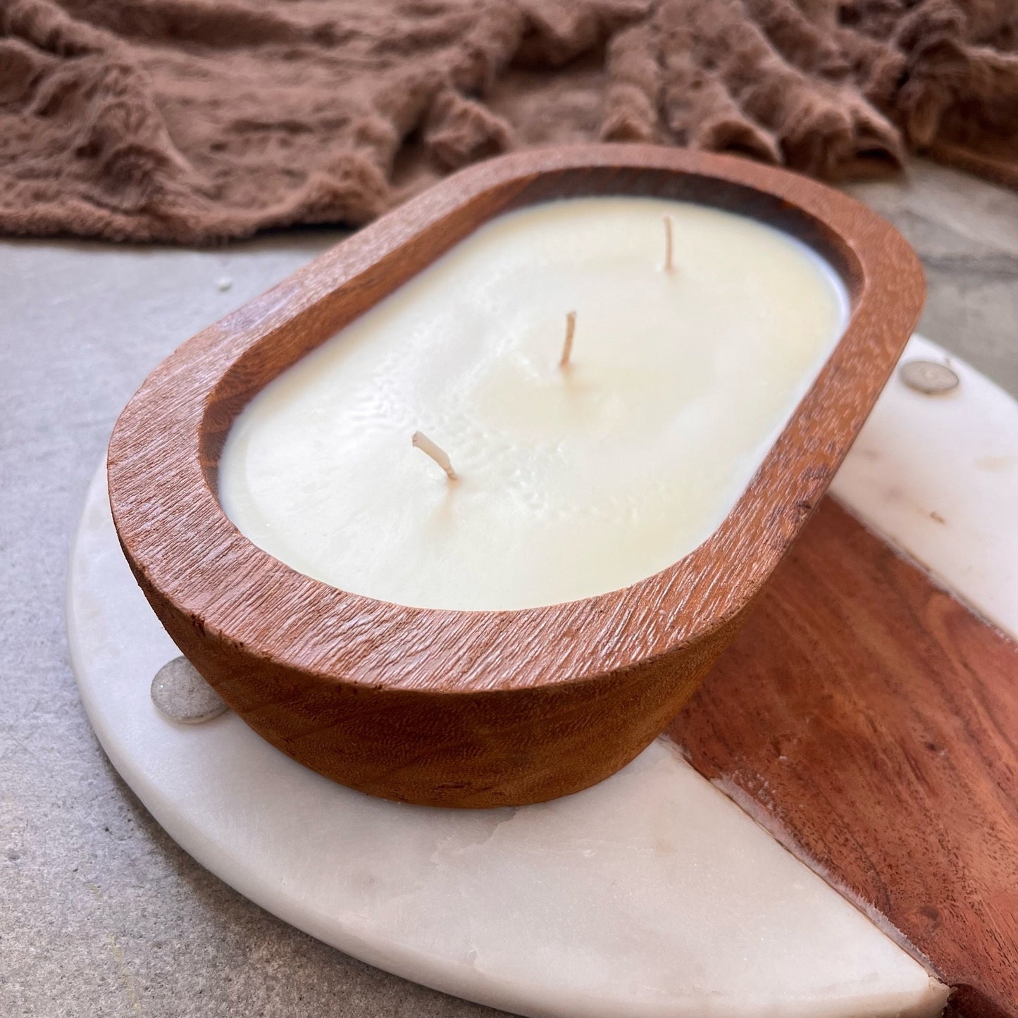 Dough Bowl 3-wick Candle made of Soy Wax, farmhouse style